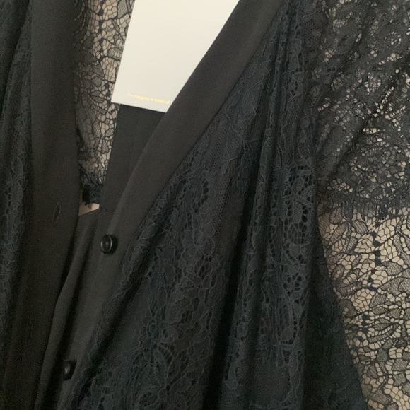 New Diane con furstenberg black lace shoulder jumpsuit - Picture 3 of 6